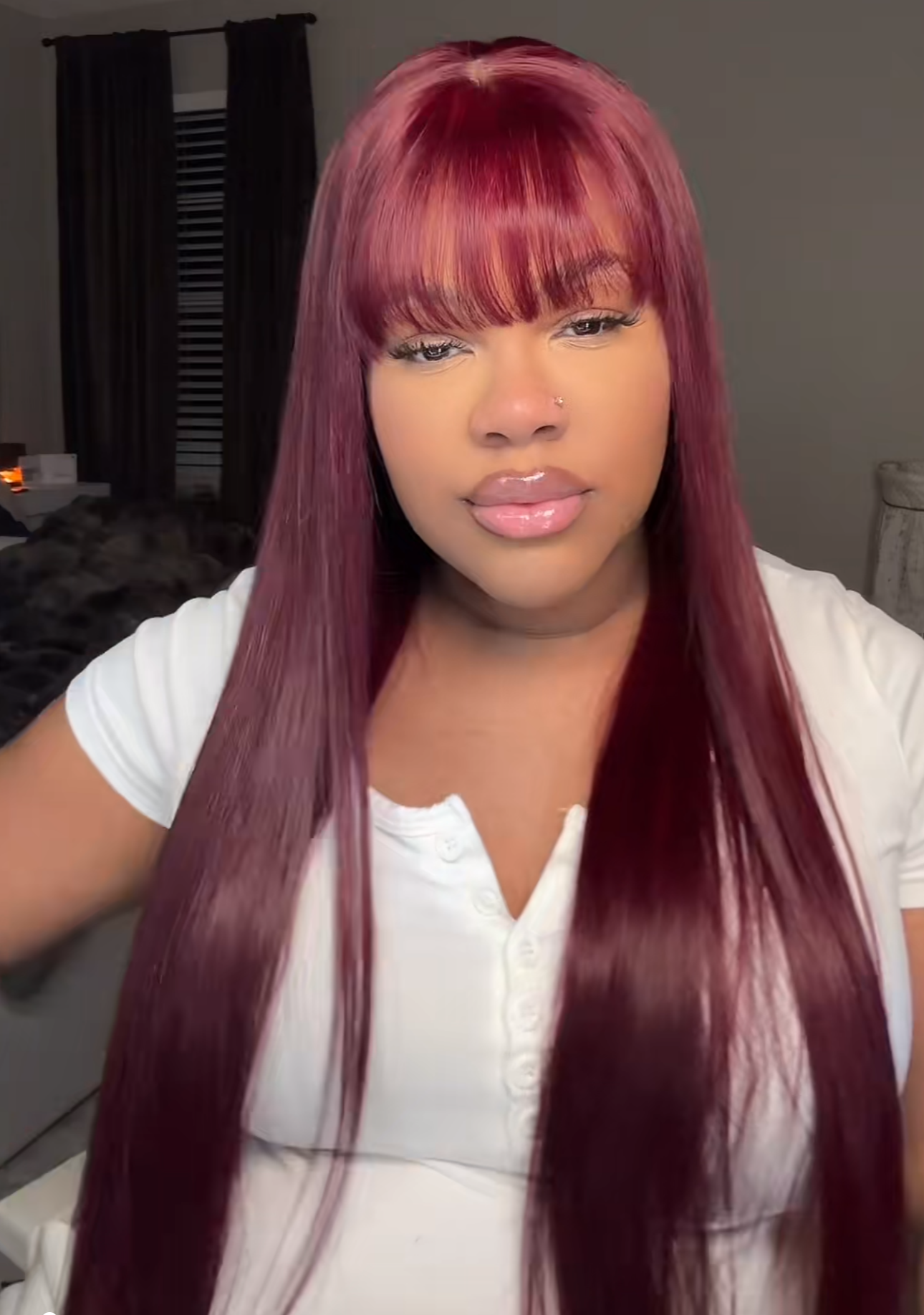 Spou Hair burgundy 2x6 closure Bang wig