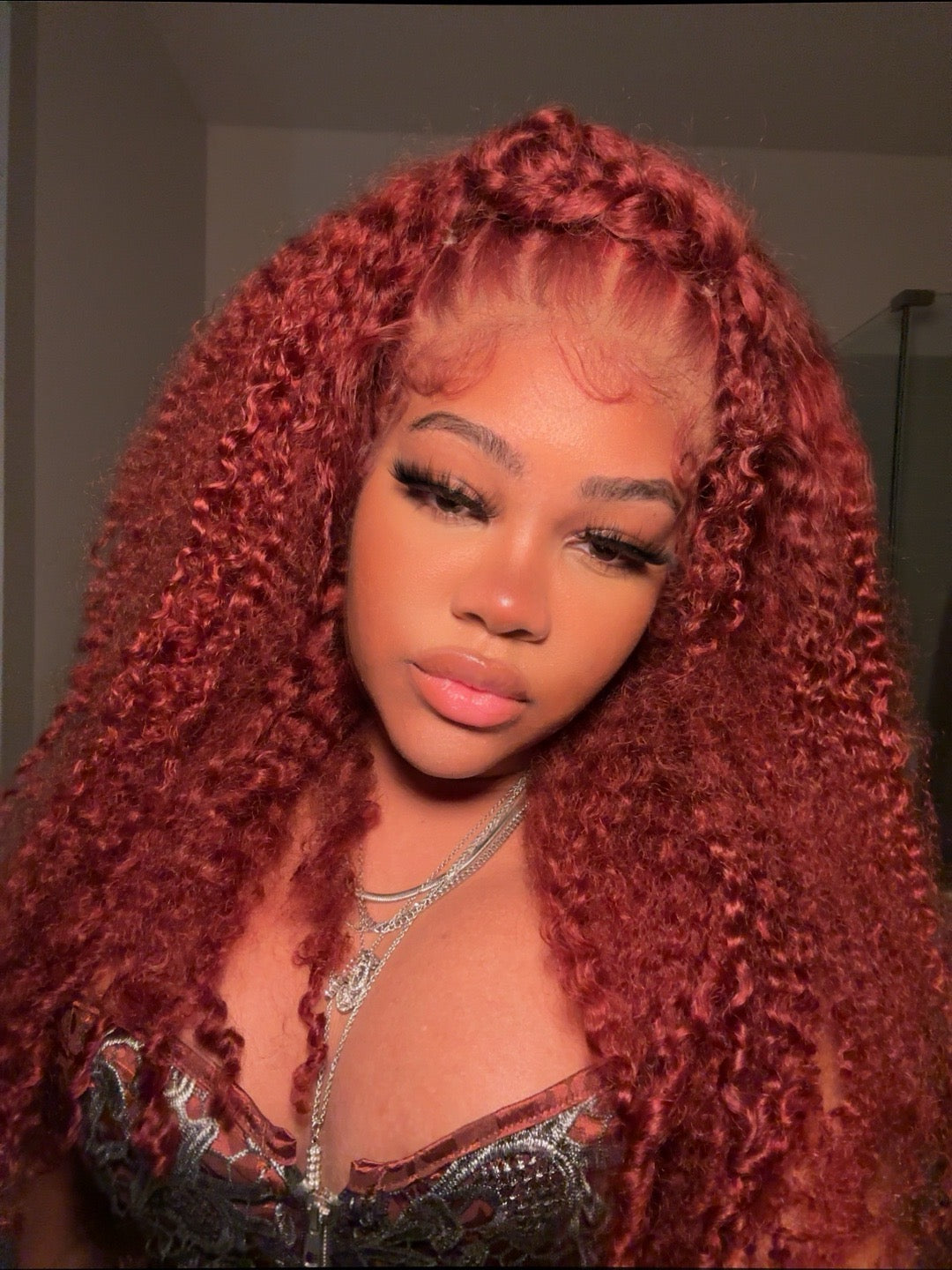 Zlike Reddish Brown #33 Curly Wig