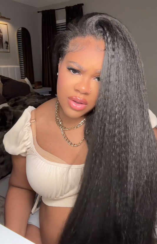 U&A kinky straight synthetic half wig