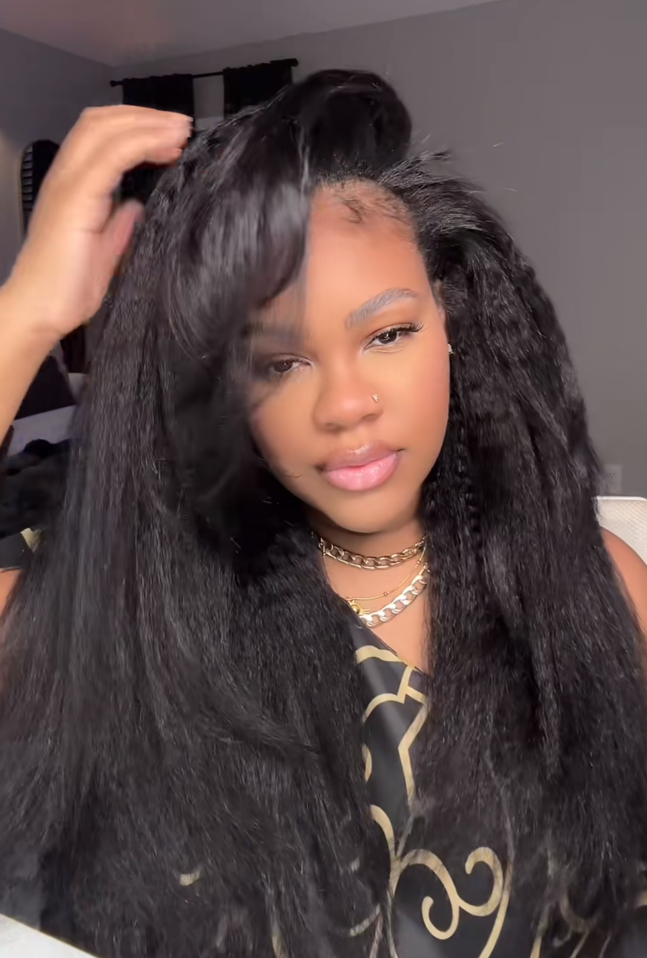Bang Jazz Hair kinky straight Half Wig
