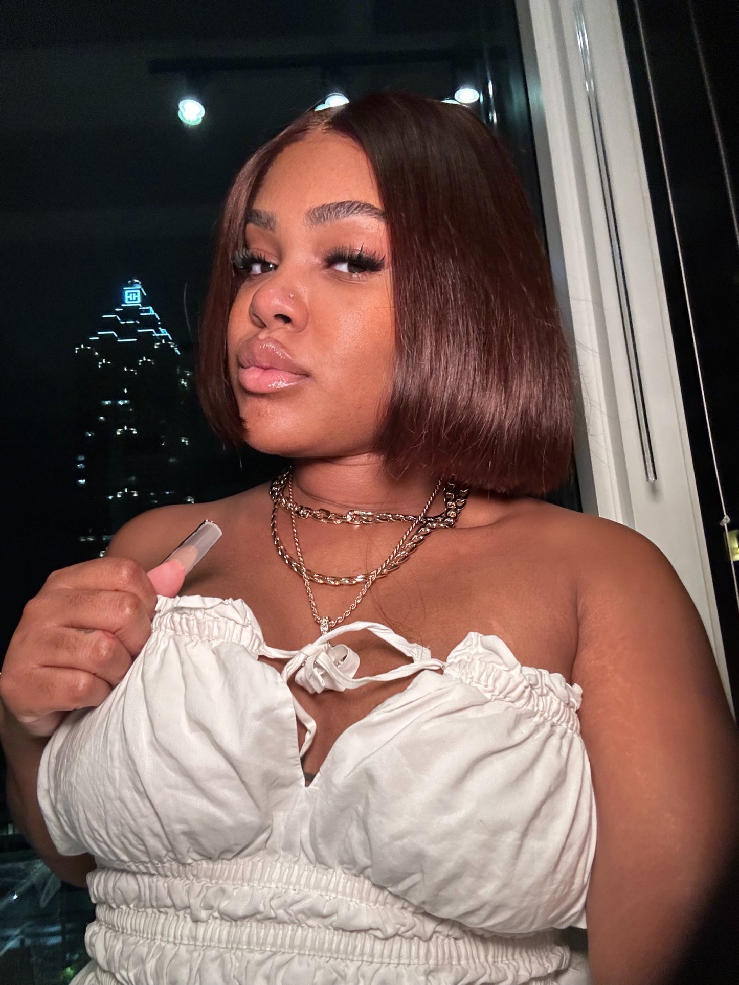 GLUELESS QT Hair Honey Brown 4x4 Bone Straight