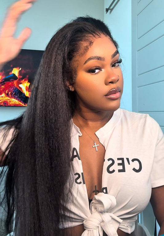 Ashimary 360 glueless newborn hairline kinky straight  wig