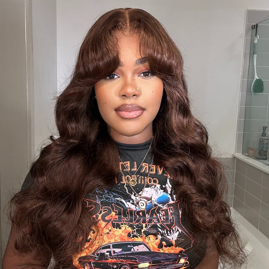 GLUELESS MS. COCO #4 Brown Pre Curled Wig
